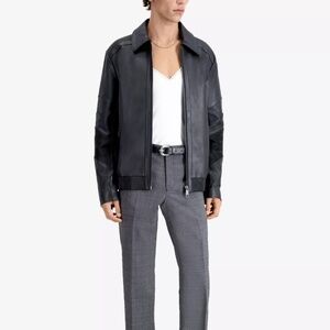 The Kooples Men's Biker Leather Jacket – Black (Size S) - Fits Women’s Medium